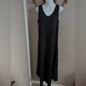 XCVI Black Cotton V-Neck Maxi Dress XS Lagenlook Travel premium soft